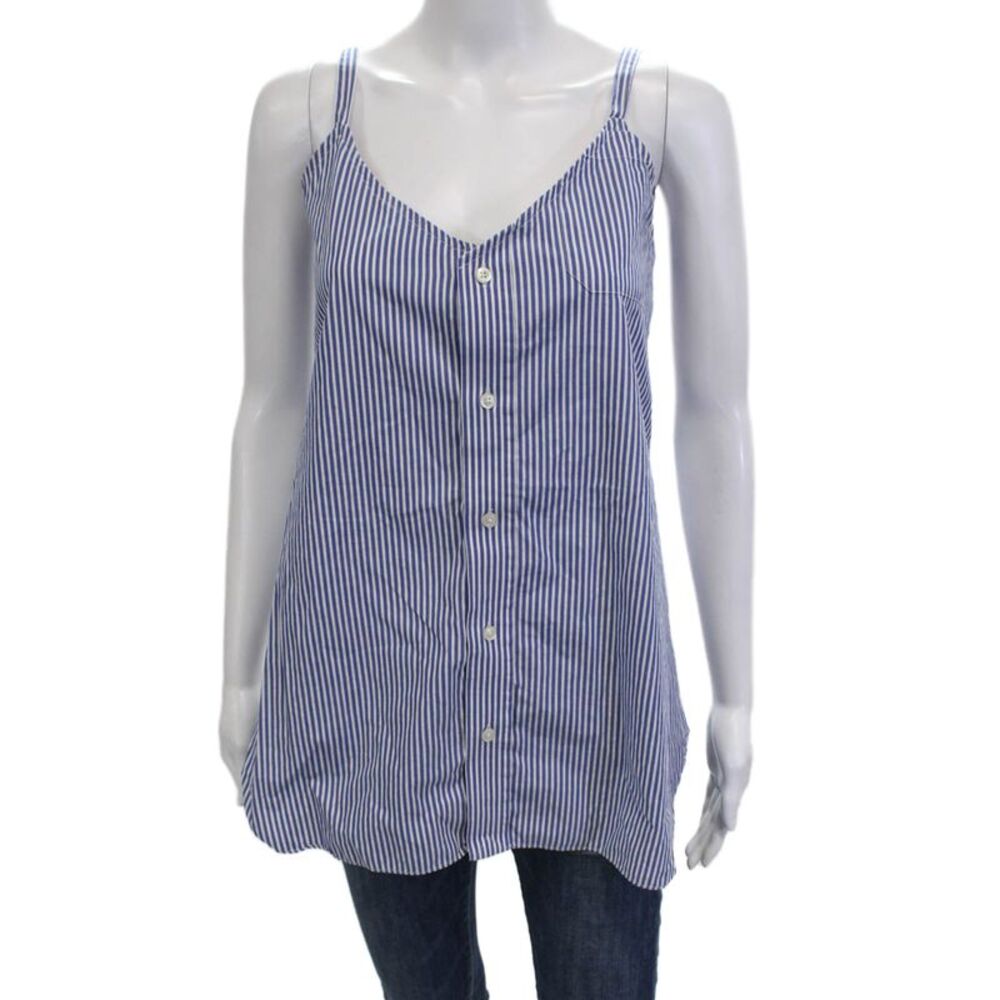 Kate McHale Jensen Women Blue Striped V-Neck Camisole Size M